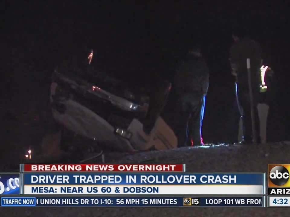 Driver trapped in Tempe rollover