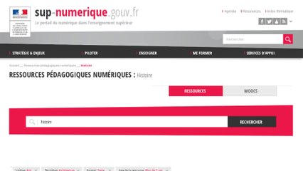 Le nouveau portail www.sup-numerique.gouv.fr qui a remplacé l'ancienne plateforme France université numérique.