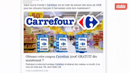 Arnaque Facebook : un faux bon d'achat Carrefour de 500 euros