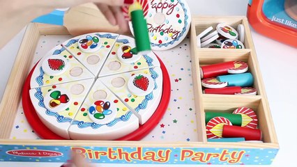 Wooden Birthday Party Playset Melissa & Doug Toys Happy Birthday Cake Play Food Cooking Se