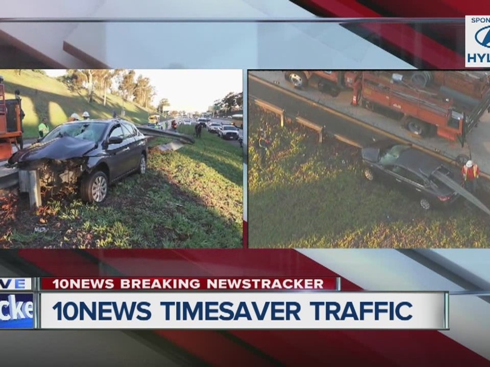 Guardrail spears car, driver walks away unscathed