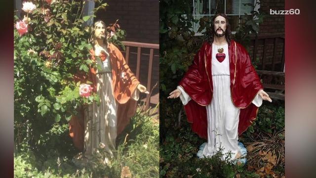 Jesus statue stolen, then returned with new paint job