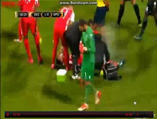 Peter Olayinka Gets Injured Skenderbeu 2-0 Sporting Cp