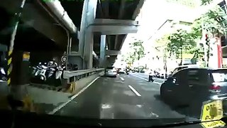Taxi Hit By Car And Flip