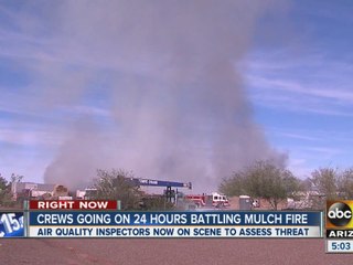 Crews going on 24 hours battling mulch fire