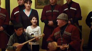 Great GEORGIAN Music Master Vakho PILPANI from SVANETIA , playing Music with his son near Mestia , GEORGIA /- P1050033