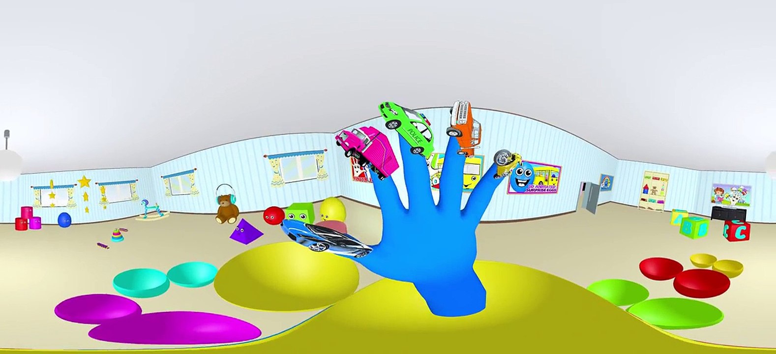 STREET VEHICLES Finger Family 360° | 3D Surprise Eggs Filled with Police Car & more! Nurse