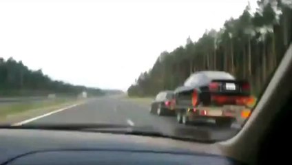 Car Trailer Fail Car Accident in Poland.
