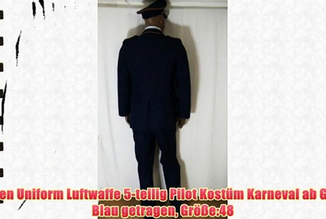 Herren Uniform Luftwaffe 5-teilig Pilot Kost?m Karneval ab Gr. 44 Blau getragen Gr??e:48