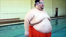 fat guy jumping into swimming pool.. must watch
