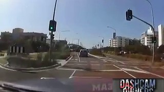 Woman crashes into car while trying to U turn Caught on Dash Cam