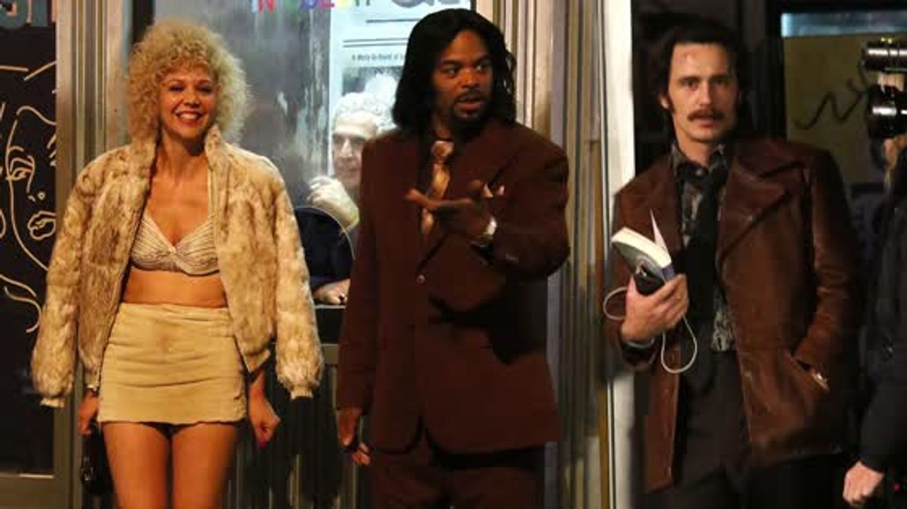 Maggie Gyllenhaal, Method Man und James Franco am Set von "The Deuce"