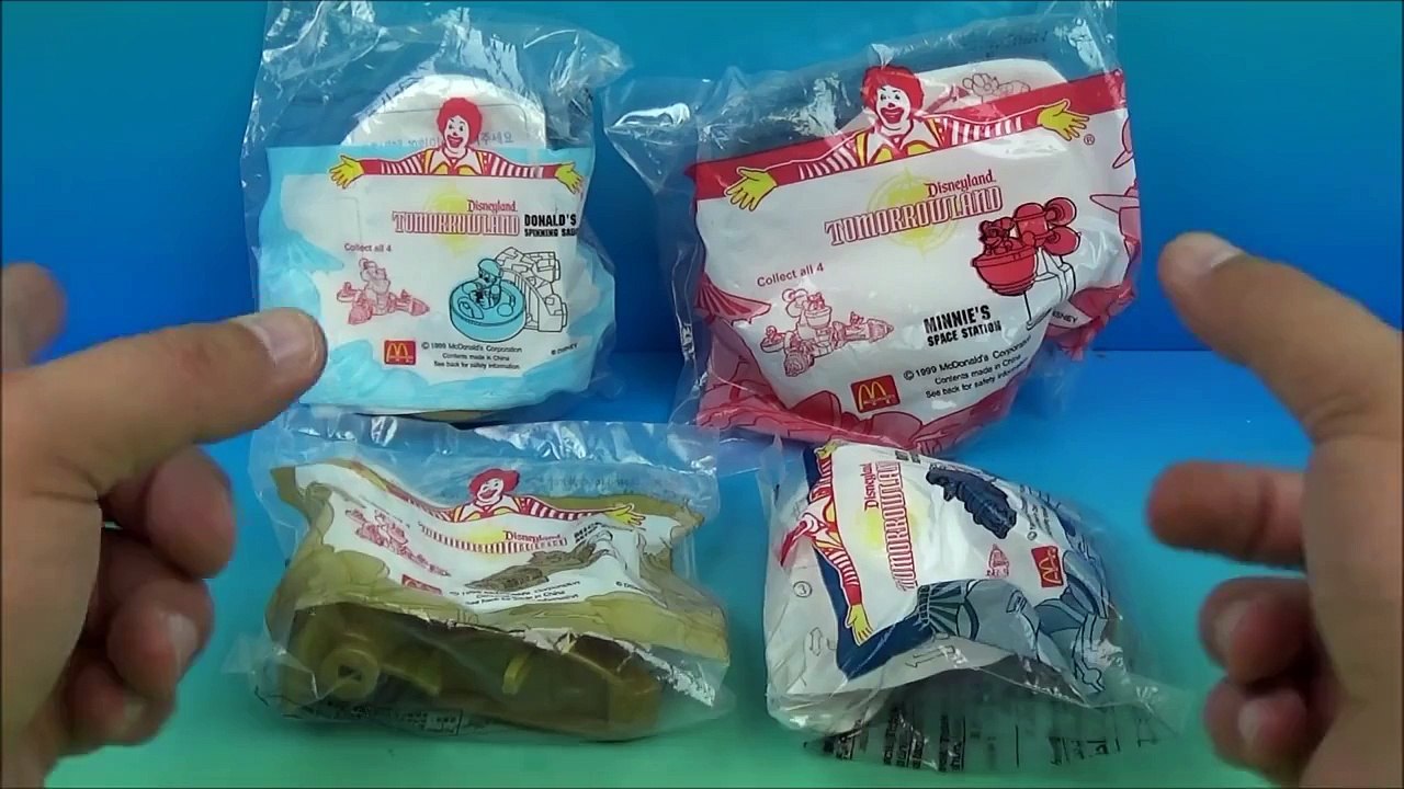 1999 DISNEYLAND TOMORROWLAND SET OF 4 McDONALDS HAPPY MEAL KIDS TOYS VIDEO REVIEW