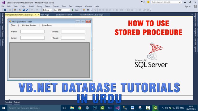 P(2) VB.NET Database Tutorials In Urdu - How to use Stored Procedure