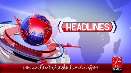 Headlines - 10:00 PM – 06 Nov 15 - 92 News HD