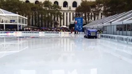 Zamboni clears Bryant Park puddles