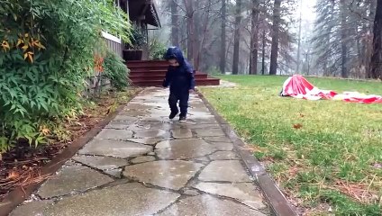 Kid Struggles With Water Puddle  Balancing Act