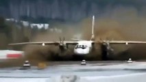Antonov An 24 takeoff on runway MADE OF MUD Airbus A380 Boeing 747 can not do this