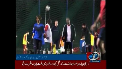 Burly footballers girl removes wig and make-up to reveal she's a woman