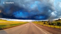 Incredibly beautiful storm at Sunset in South Dakota, US