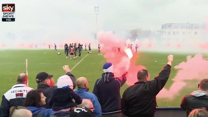 Schalke ultras at training ground