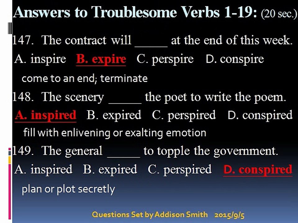 Troublesome Verbs 1-19