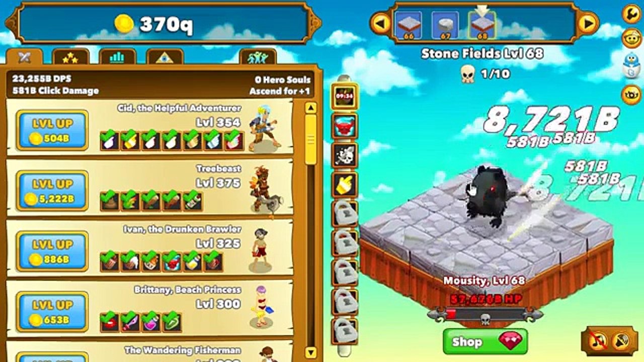 Clicker Heroes gameplay - Level 75 - Smashing