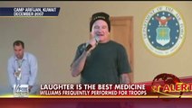 Robin Williams performs for troops at camp Arifijan, Kuwait