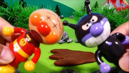 アンパンマンおもちゃアニメ❤恐竜の足跡発見！とバイキンマン Anpanman toys anime
