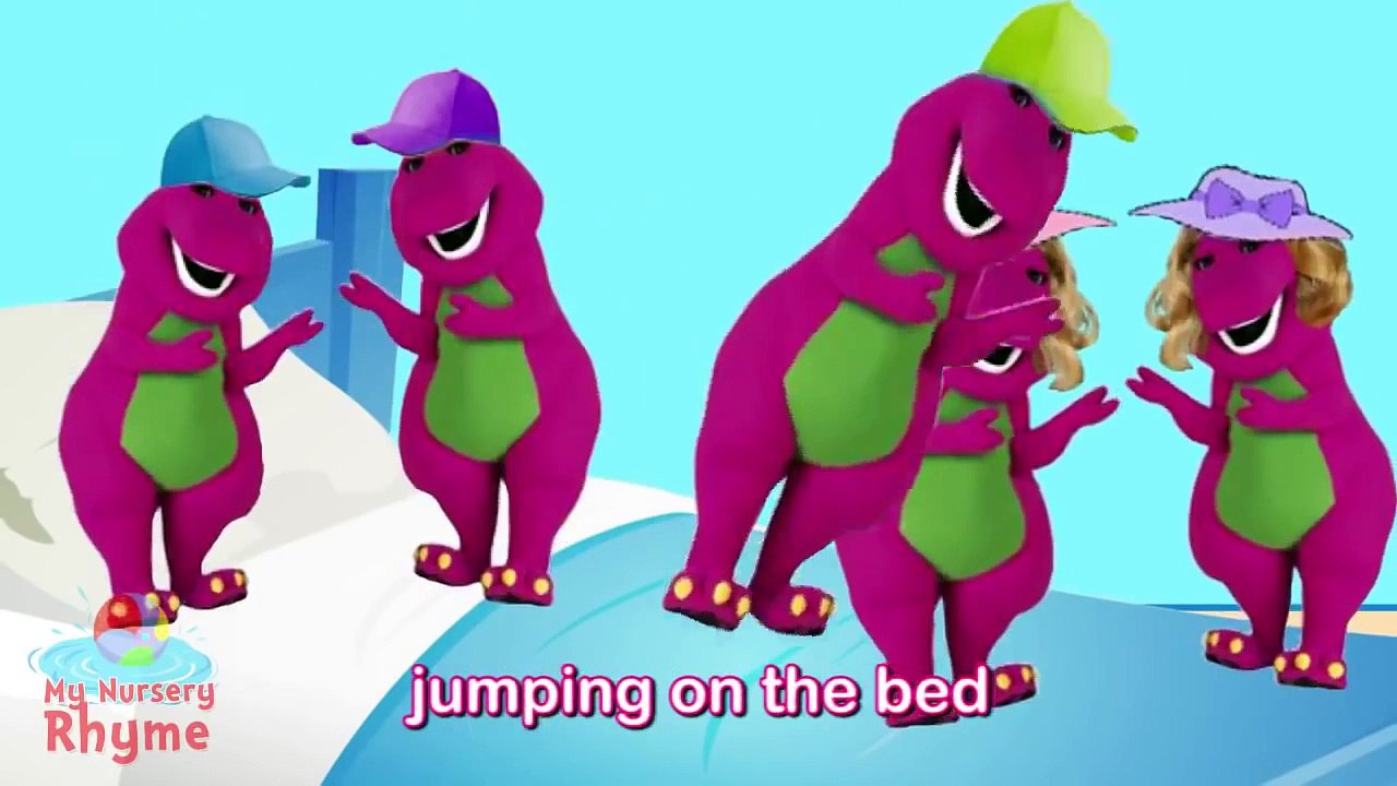 Five Little Barneys Jumping On The Bed