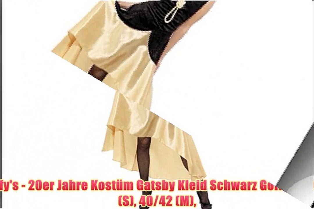 Smiffy's - 20er Jahre Kost?m Gatsby Kleid Schwarz Gold Gr. 36/38 (S) 40/42 (M)