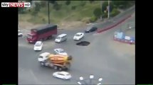 Drivers Sinkhole Escape Captured On Camera | Car Plunges into Sinkhole in China