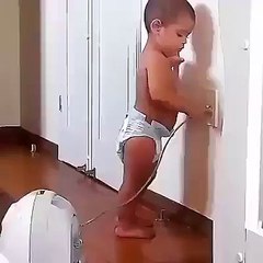 Little cute baby got electric shock