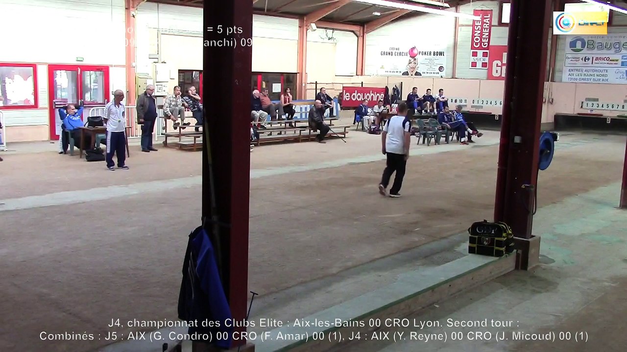 Second tour, point de précision, Aix-les-Bains contre CRO Lyon, Club Elite Masculin J4, Sport Boules, Saison 2015-2016
