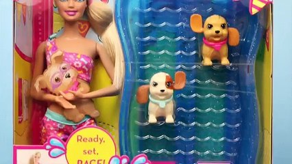 Barbie Frozen Elsa Princess Anna Puppy Water Racing Carosel Dog Park Swim & Race Pups Disn