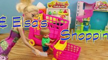 Frozen Disney Elsa and Shopkins with Frozen Kids Alex Shopping Cleans Barbie Bathroom for