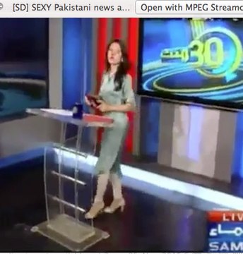 SEXY Pakistani news anchor Gharida Farooqi in white leggings and high heels