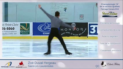 CSA2016-Québec, Junior Messieurs prog. Libre