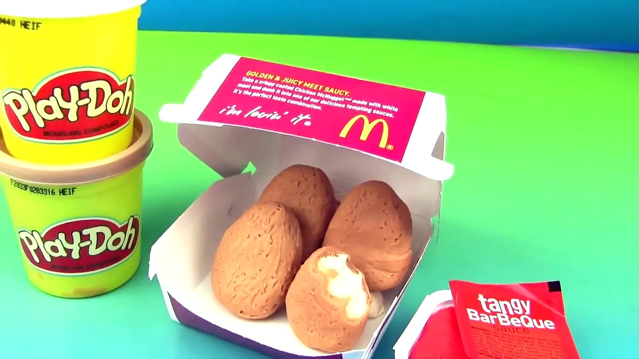 PLAY-DOH McDonalds Chicken McNuggets Cookie Monster DIY How to Make BBQ Sauce by HobbyKidsTv