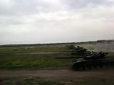 Ukraine War • 6 Russias Hybrid Army T 64BV during training in Luhansk province