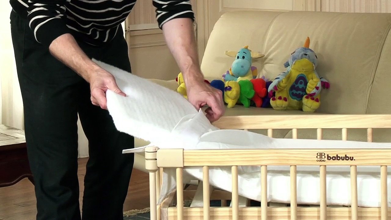 Assemblage rapide du lit Modul'N'clic à barreaux pour bébé, sans outils, ni vis.