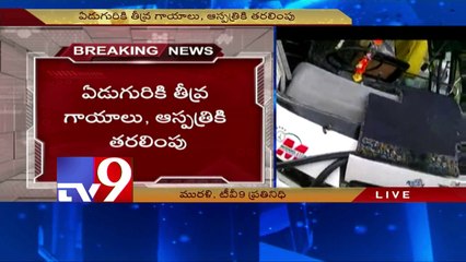 7 Injured as Private bus over turns from bridge in Nellore