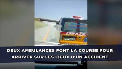 Deux ambulances font la course pour arriver sur les lieux d'un accident