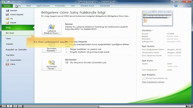 Excel, Baslangıc_1-Çalışma Alanı_2-Backstage Görünümünü Tanıma