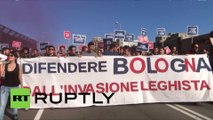 Manifestation antifasciste à Bologne, après le rassemblement de la Ligue du Nord