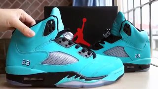 (HD) cheap High Quality Authentic Air Jordan 5 Blue Shoes Review