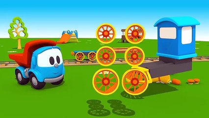 Toy Trucks - LEO Junior's LOCOMOTIVE TRAIN Construction Cartoons!