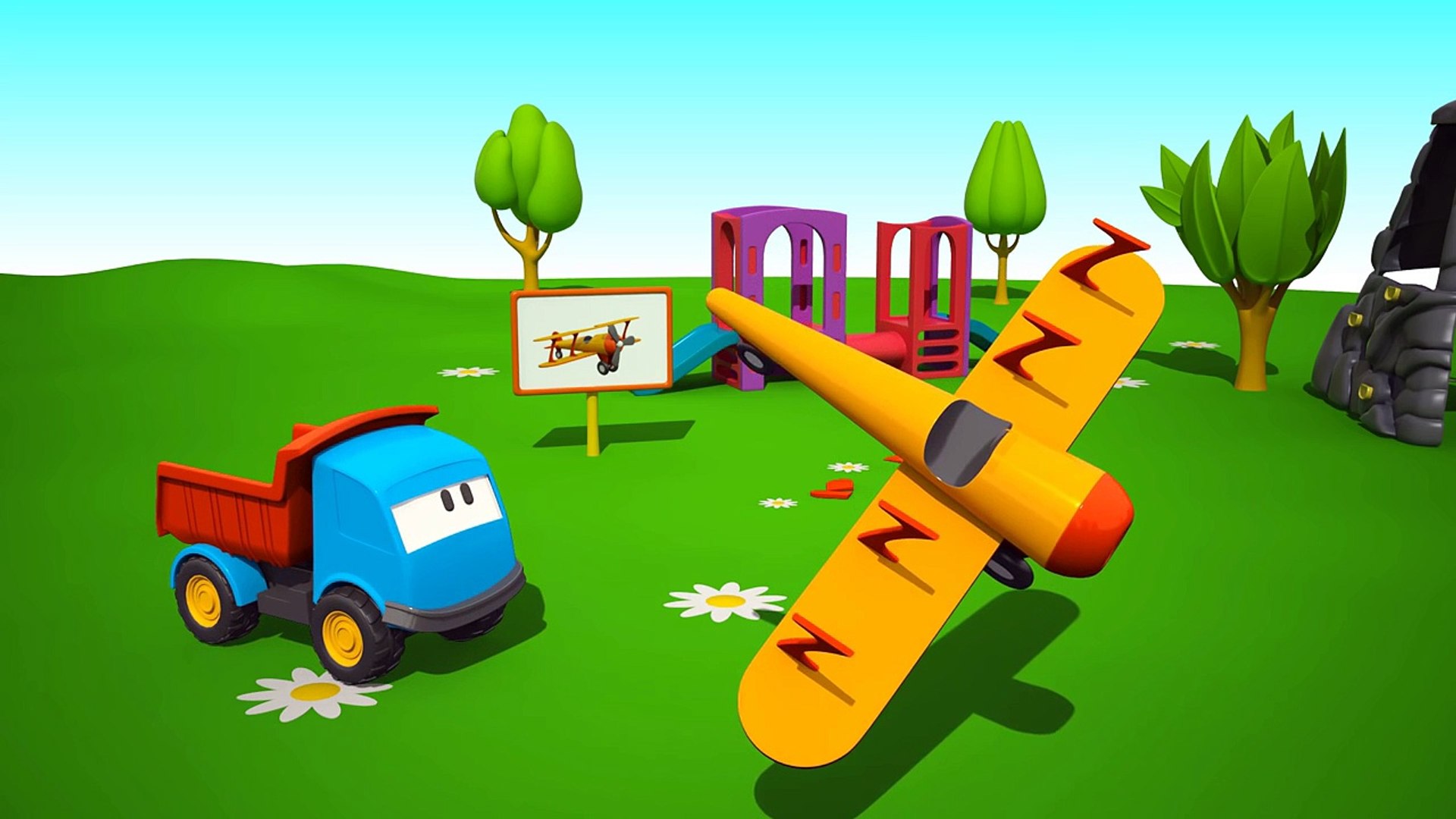 Leo der neugierige Lastwagen und das Flugzeug mit Propeller! Kindercartoon  - Dailymotion Video