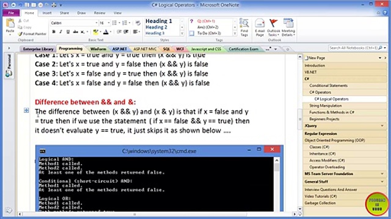writing  logic operators in visual studio