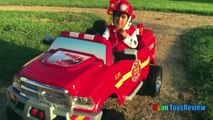 FIRE TRUCK FOR KIDS POWER WHEELS RIDE ON Paw Patrol Video Marshall Put out Fire Egg Surpri